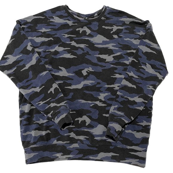 ATHLETA‎ BLUE/BLACK CAMO PULLOVER SWEATSHIRT SIZE SMALL | S1 - Picture 1 of 6